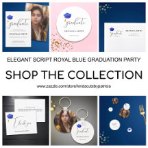 ELEGANT SCRIPT ROYAL BLUE GRADUATION PARTY