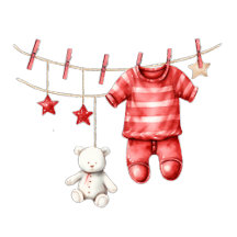 Christmas Red Teddy Bear Clothesline Baby Shower