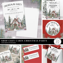 Festive Winter Cabin Merry Christmas Party