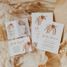 Orange Terracotta Boho Rainbow Invitations