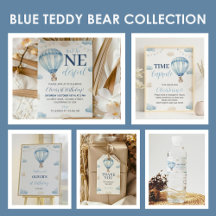 Blue Brown Teddy Bear Hot Air Balloon