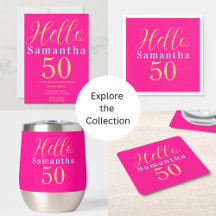 50th Birthday Hello 50 Hot Pink Party Supplies