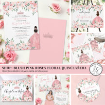 Blush Pink Floral Quinceanera 15th Birthday