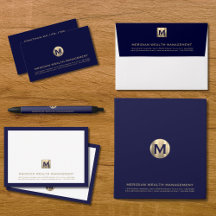 Elegant Navy and Gold Monogram Business Essentials