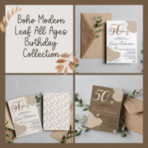  Boho Modern Leaf All Ages Birthday Collection
