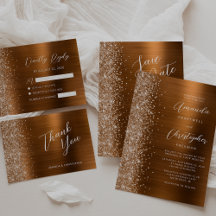 Glam Brushed Metal Glitter Copper Wedding
