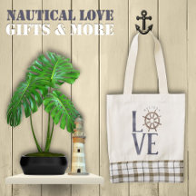 Nautical LOVE Watercolor Typography + Ship's Wheel