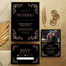 Modern Deco Glam Black & Gold Wedding Designs