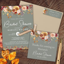 Fall Foliage Autumn Colors Sage Bridal Shower