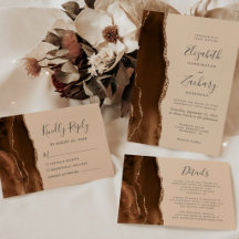 Elegant Mocha Brown Gold Agate Tan Wedding Suite