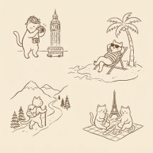 Vintage Traveling Cats Kitchen Collection
