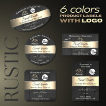 Product Labels Logo Wood Grain Gold Silver Package