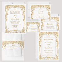 Vintage Art Nouveau Style Wedding Invitation Suite