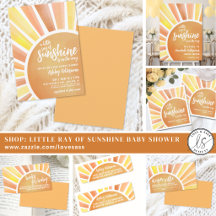 Yellow Orange Little Ray Of Sunshine Baby Shower