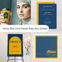 Yellow Blue Solid Aqiqah Baby Boy Shower