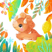 Cute Orange Dinosaur Baby Shower