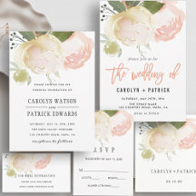 Blush Pink Ivory Peony Invitation Collection