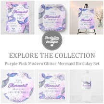 Purple Pink Glitter Mermaid Birthday Set