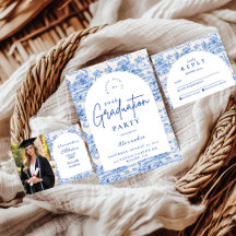 Blue Floral Toile Graduation Party