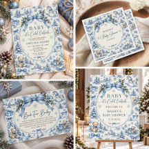 Blue Bow Teddy Bear Baby Shower