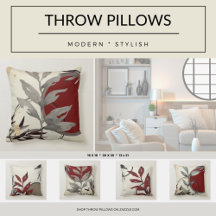 Pillows   Cream Burgundy Watercolor Designs