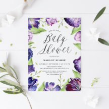 Watercolor Purple Tulips Floral Frame Collection