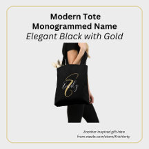 Elegant Monogram Initial Name Black Gold 