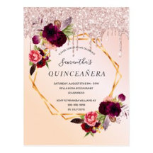 Quinceañera -  rose gold glitter geometric florals