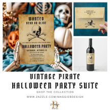 Vintage Pirates Halloween Party Invitation Suite