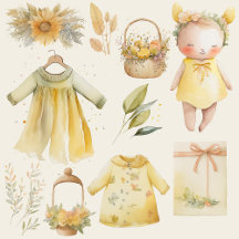 Watercolor yellow baby supplies
