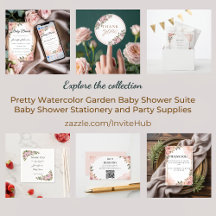 Pretty Watercolor Garden Baby Shower Suite