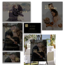 Gold typography modern wedding suite