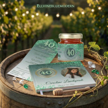 Chic Green & Gold Glitter   40th Birthday