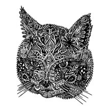 Black and White Ornamental Cat Portrait
