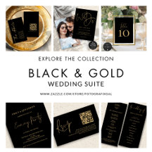 Gold and Black Elegance Wedding Invitation Suite