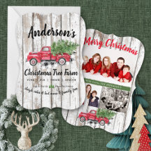 Vintage Family Christmas Tree Farm I Red Truck