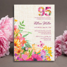 Elegant Linen Floral 95th Birthday Party Suite