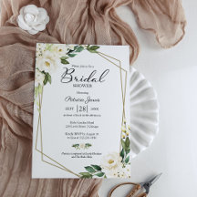 White Floral Greenery Geometric Bridal Shower