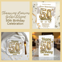 Shimmering Luxurious Golden Elegant 50th Birthday 