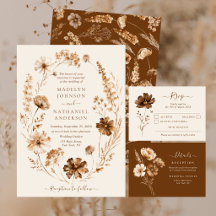 Dried Wildflowers Earth Tones Garden Wedding Cards
