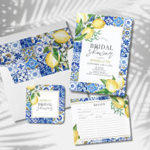 Mediterranean Blue Tile Citrus Lemon Bridal Shower