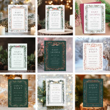 Christmas Garland Frame Baby Shower Invitations