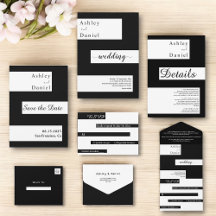 Delicate Black And White Stripes Chic Wedding