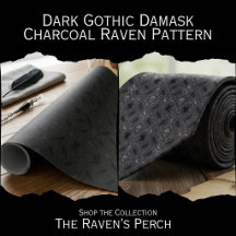 Dark Gothic Damask - Charcoal Raven Pattern