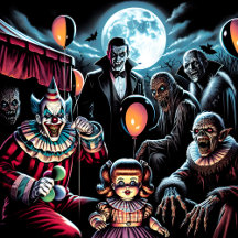 Zombie, Clown and  Haunted Doll Halloween Party