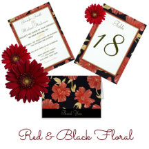 Red Black Floral Wedding