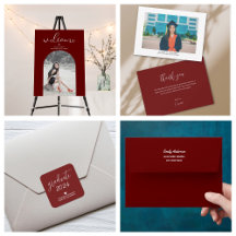 Simple Elegant Burgundy Graduate Graduation Party