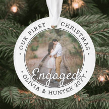 Our First Christmas Engaged Photo Ornaments