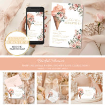 Scooped Up Ice Cream Floral Pink Bridal Shower
