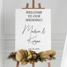 Modern Couples Names Wedding Welcome Sign